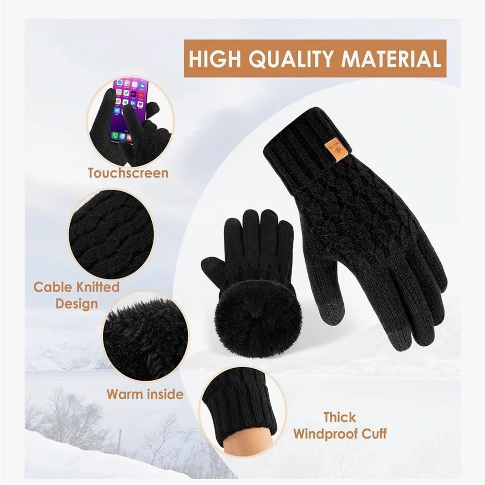 Winter Gloves for Women Touchscreen Texting Warm Knit Fleece Lined Gloves